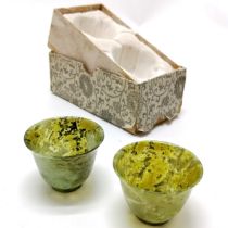Antique pair of spinach hardstone jade tea bowls 6cm diameter x 4.5 cm high, in their original