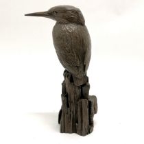 Bronzed study of a kingfisher by Dulk (©79) - 23cm high