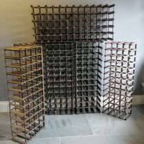 6 Vintage wine racks to hold 48 bottles per rack, 42cm x 120cm, in used condition.