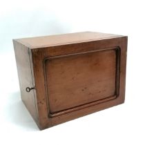 Antique mahogany small box / wall cabinet with reconfigured interior shelf and upward opening door &