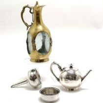 Antique silver plated funnel, Martin Hall & Co silver plated teapot retailed by James Aitchison &