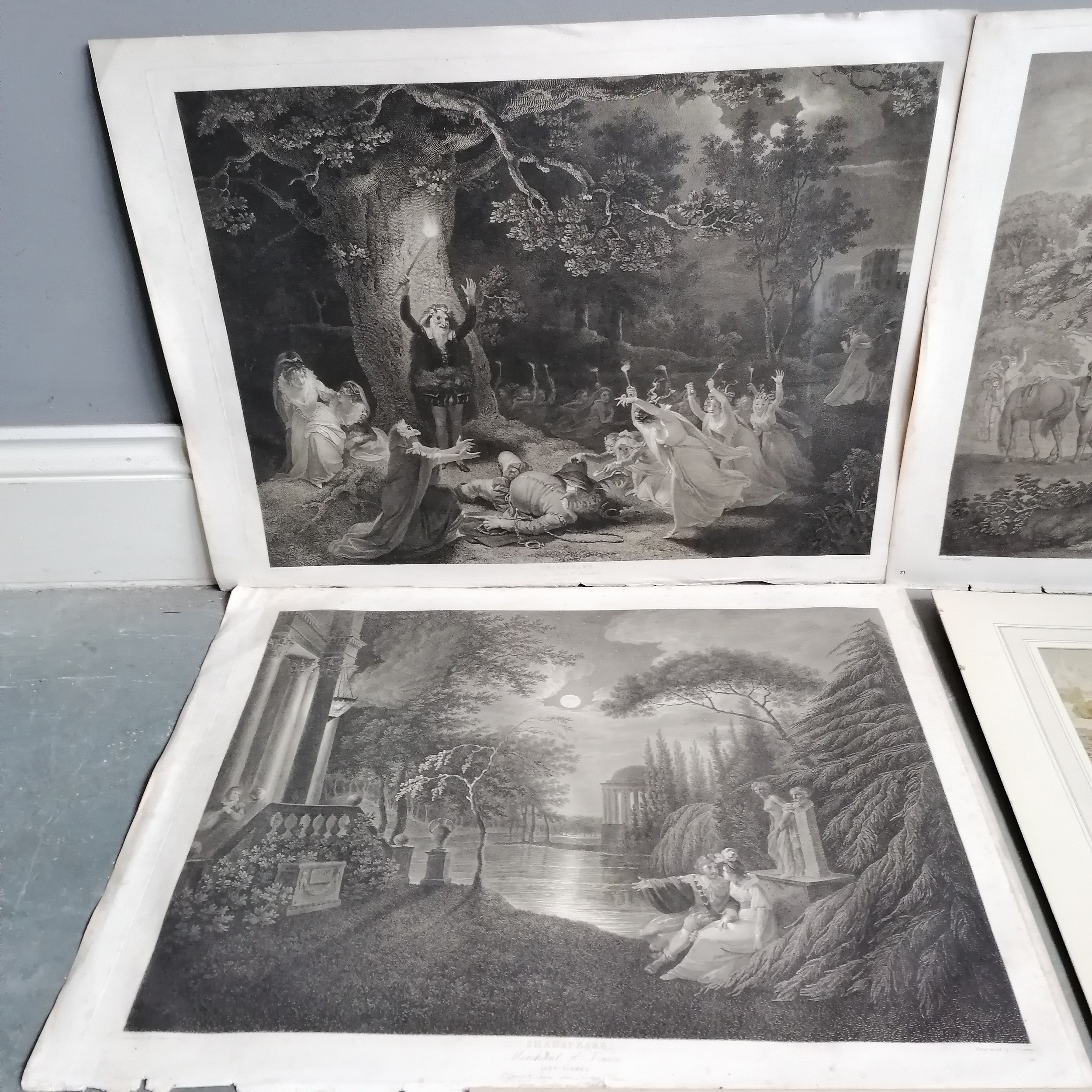 3 x 18th century Boydell Shakespeare engravings, A story of the sea (mount 58cm x 51cm) & mounted - Image 7 of 7