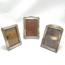 3 x antique silver fronted photograph frames - largest 19cm x 13.5cm ~ all 3 a/f