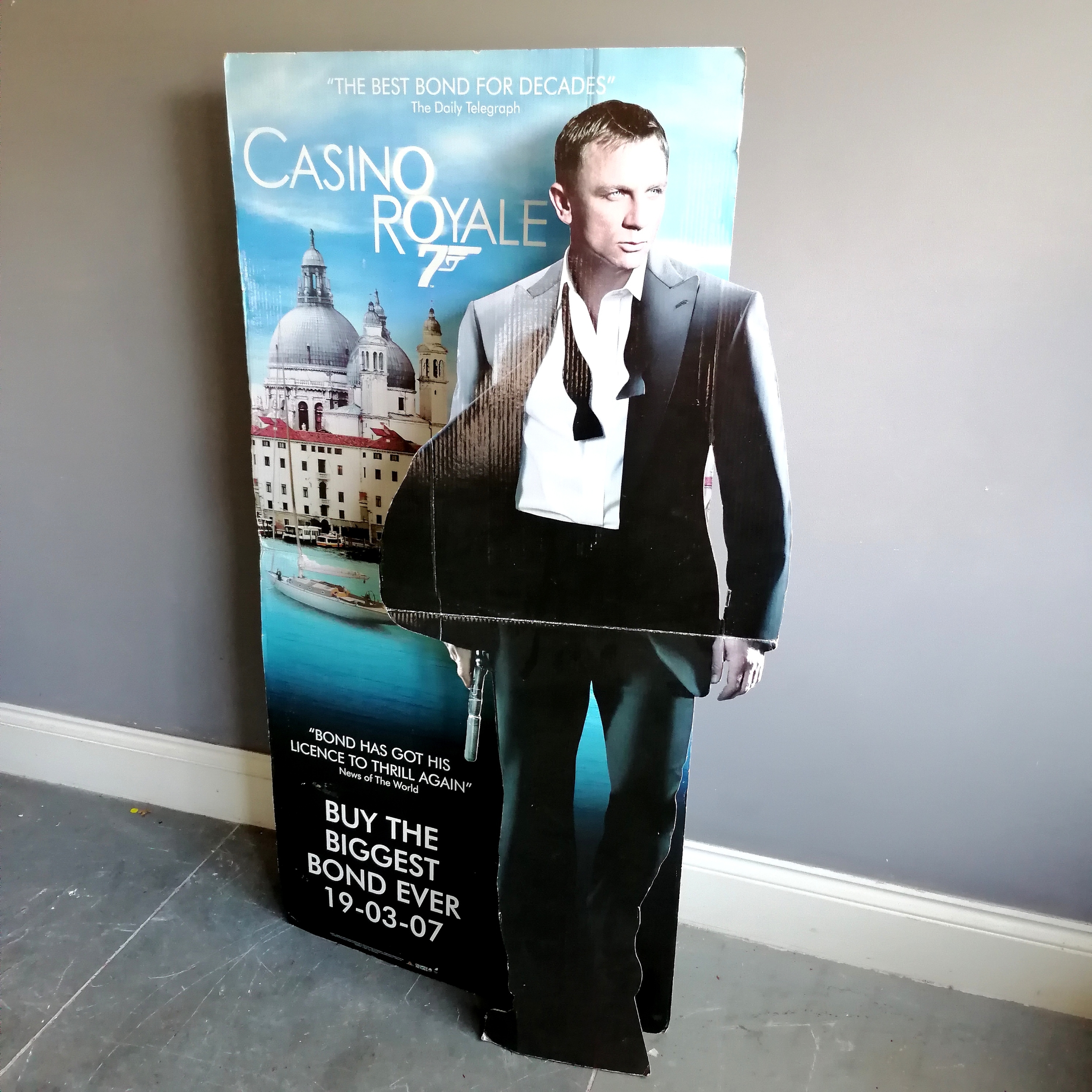 Original promotional James Bond Casino Royal cardboard cut out of Daniel Craig - 152cm high