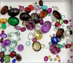 Qty of loose gemstones inc synthetic alexandrite, amethyst etc