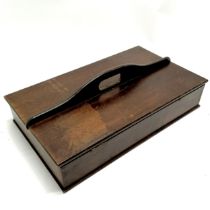 Vintage wooden knife box with carry handle & 2 lidded compartments - 39cm x 22cm ~ in used condition