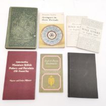 7 x books about antiques inc English Pewter Touchmarks, Understanding Miniature British Pottery