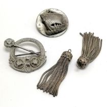 2 x Celtic brooches - 1 in silver (with lead repairs) & the other depicts a viking longboat t/w 2