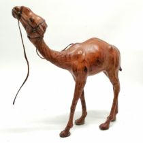 Vintage hand made leather camel figure - 34cm high