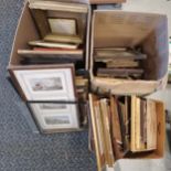 3 large boxes of pictures inc watercolours, prints, pastel sketch, still life oil painting etc