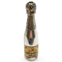 Antique unmarked silver novelty 2 draw telescopic pencil in the form of a verve cliquot champagne