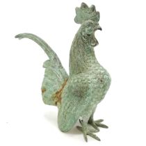 Bronze study of a cockerel, with verdigris finish, 30 cm high, 25 cm wide.