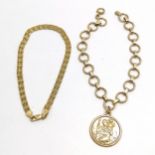 2 x 9ct hallmarked gold bracelets - 1 has a (dedicated) St Christopher charm & is 18cm long and
