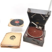 Antique Gramophone by Columbia Company Ltd in working order t/w 78 records including "Magic Notes"