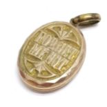 Antique locket with forget me not detail to panel - 4cm drop