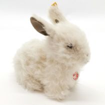 Vintage Steiff white rabbit with original paper label and button and fabric label to the ear 20cm