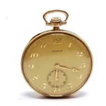 Zenith Art Deco 14ct gold open faced chronometer Grand Prix Paris 1900 pocket watch - 48mm case with