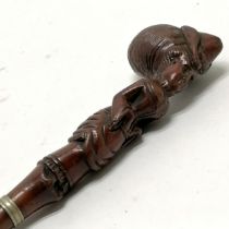 Antique hand carved walking stick / parasol handle in the form of a promenading lady - total