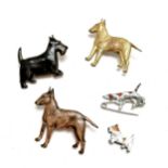 4 x vintage dog brooches (3 by Kennart and 2 with enamel detail - 1 with repairs to reverse) etc &
