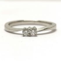 Platinum hallmarked 2 stone diamond ring - size L & 3.2g total weight