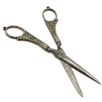 Antique continental silver handled pair of scissors - 5.5cm ~ 1 handle slightly loose and in used