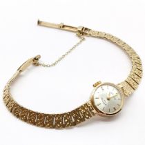 Rotary 9ct hallmarked gold ladies manual wind wristwatch with integral bracelet - 14.2g total weight