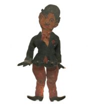 Antique novelty hand painted wooden Charlie Chaplin reticulated toy - 34cm high & has slight losses