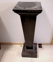 Ebonised wooden pedestal with square base & top - 96cm high x 31cm square top