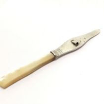 1929 silver The Golden Plough Orange Knife by John Biggin PAT 303726 with mother of pearl handle -