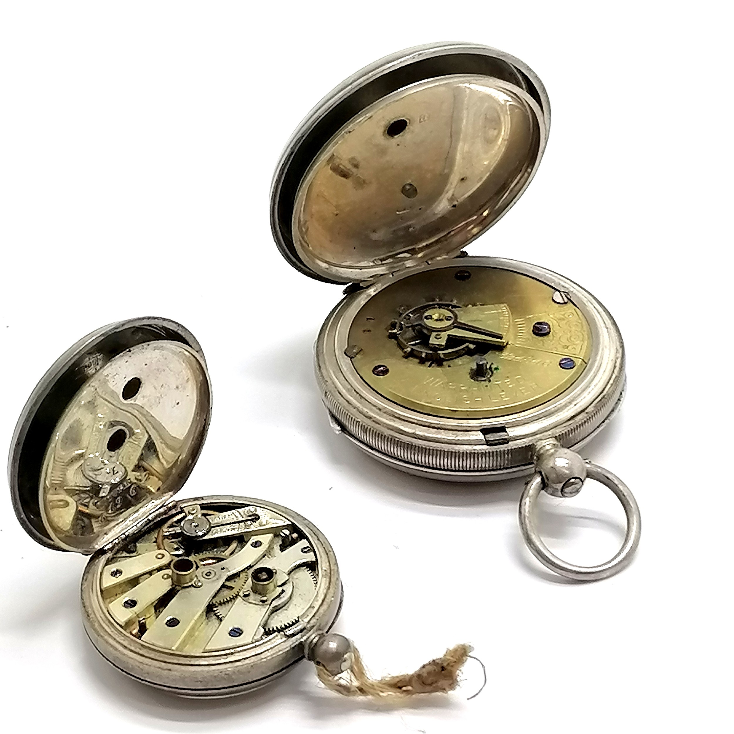 2 x antique silver cased pocket watches - smallest 34mm case & lacks ring t/w gilt metal double - Image 3 of 3