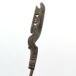 Antique tribal ethnic bow with carved detail to ends - 154cm long - Slight losses to carved detail