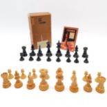 Original boxed B.C.M. Staunton pattern complete wooden chess set no 5 ~ slight wear but no obvious