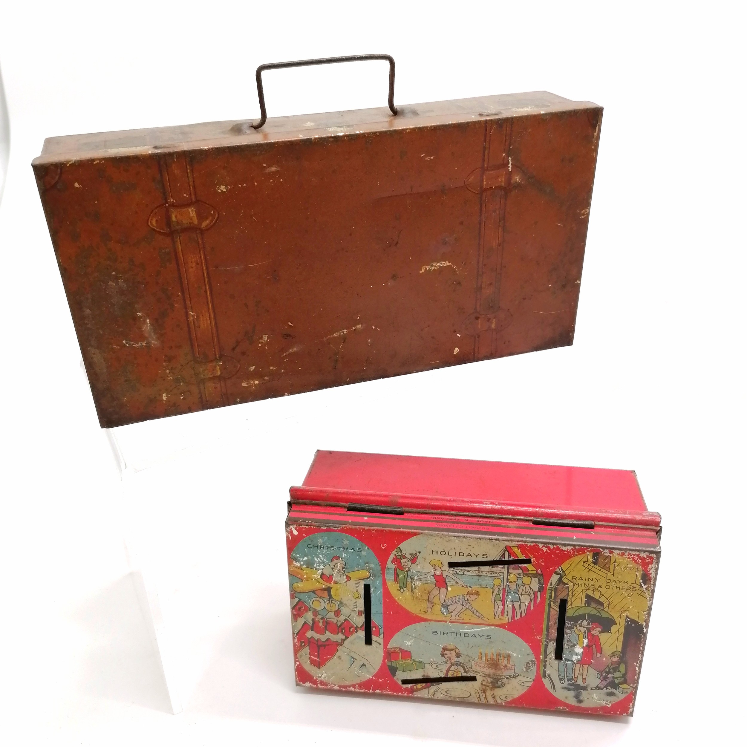 2 x vintage games inc Queen Mary puzzle t/w 3 vintage tins (1 in the form of a suitcase - 20cm x - Image 4 of 4