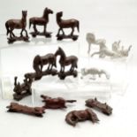 Qty of Chinese porcelain & wooden horses of Wang Mu - tallest 9cm & some a/f