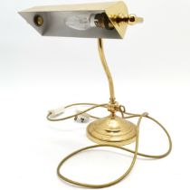 Adjustable brass bankers lamp ~ 32cm high - slight losses otherwise in good used condition