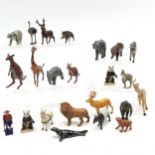 Qty of lead zoo / wildlife animals inc gorilla with moveable arm, elephant, 2 giraffes (1 a/f),