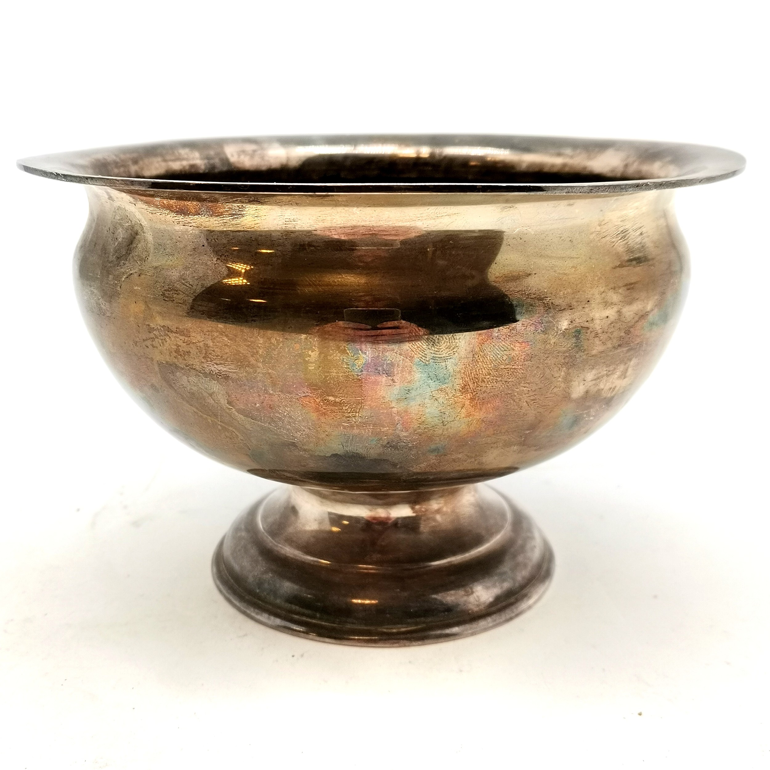 1915 silver rosebowl on pedestal base by Atkin Brothers - 350g & 18.5cm diameter x 11.5cm high ~ - Image 2 of 4