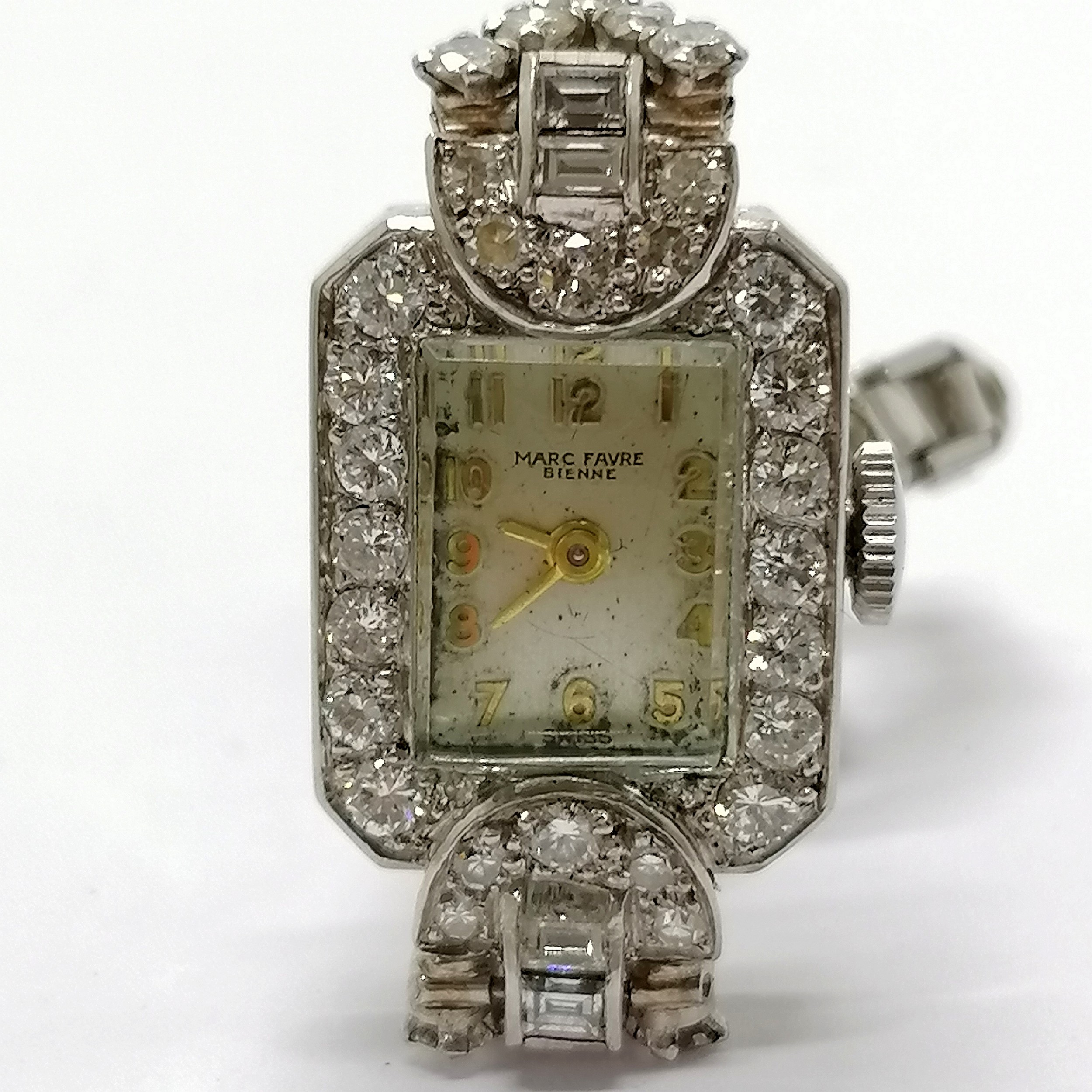 Marc Favre Bienne diamond set manual wind unmarked platinum cocktail watch (running) on a Kreisler - Image 2 of 5