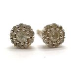 9ct marked gold diamond set cluster earrings - approx 5mm in diameter & 0.7g total weight - SOLD