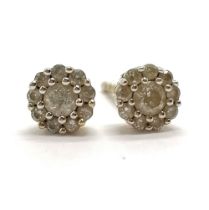9ct marked gold diamond set cluster earrings - approx 5mm in diameter & 0.7g total weight - SOLD
