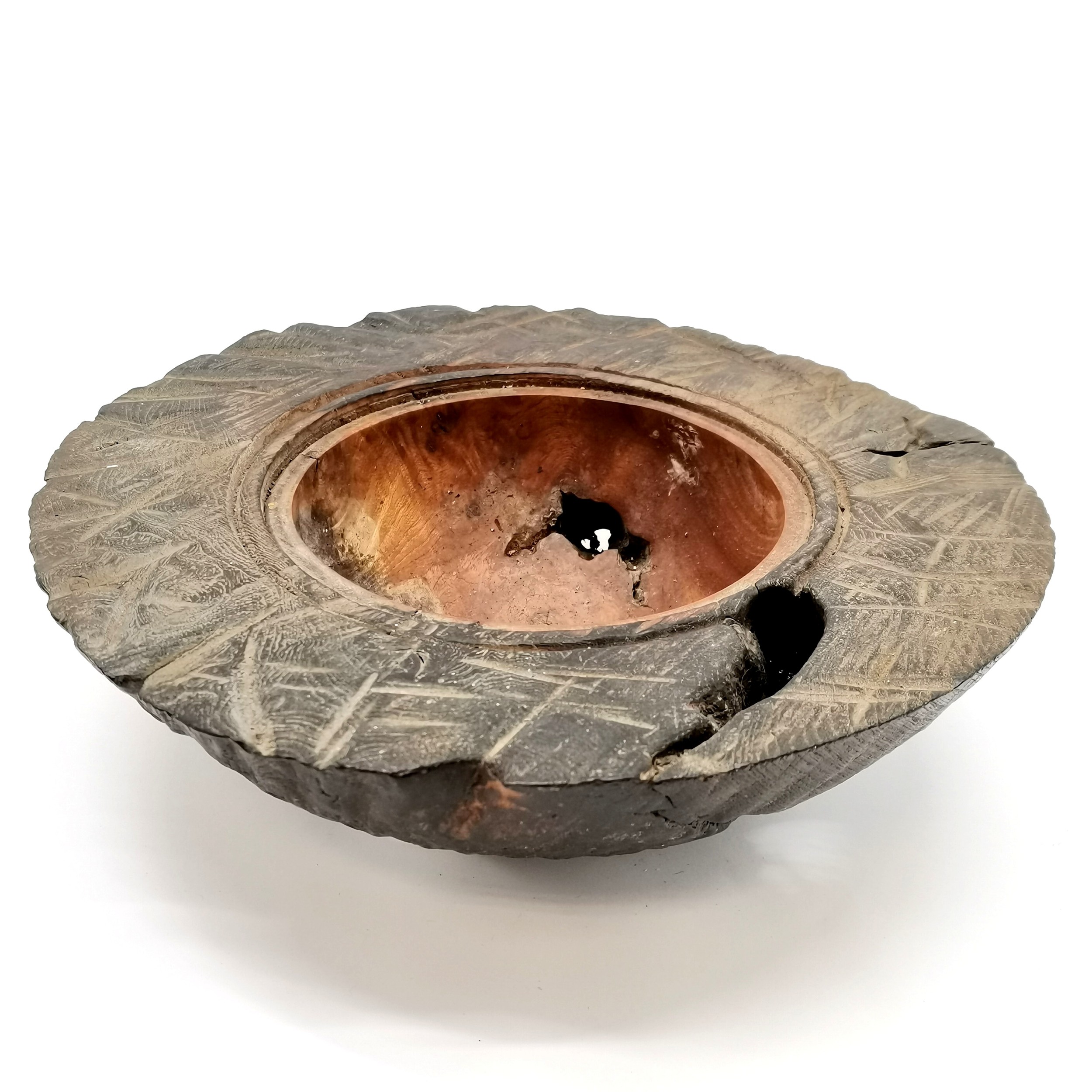 Hand turned rootwood burr elm bowl by Mike 'Chai' Scott - 26cm diameter