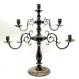 Large antique silver plated Dutch style 2 branch candelabra with dedication dated 1911 to rim of