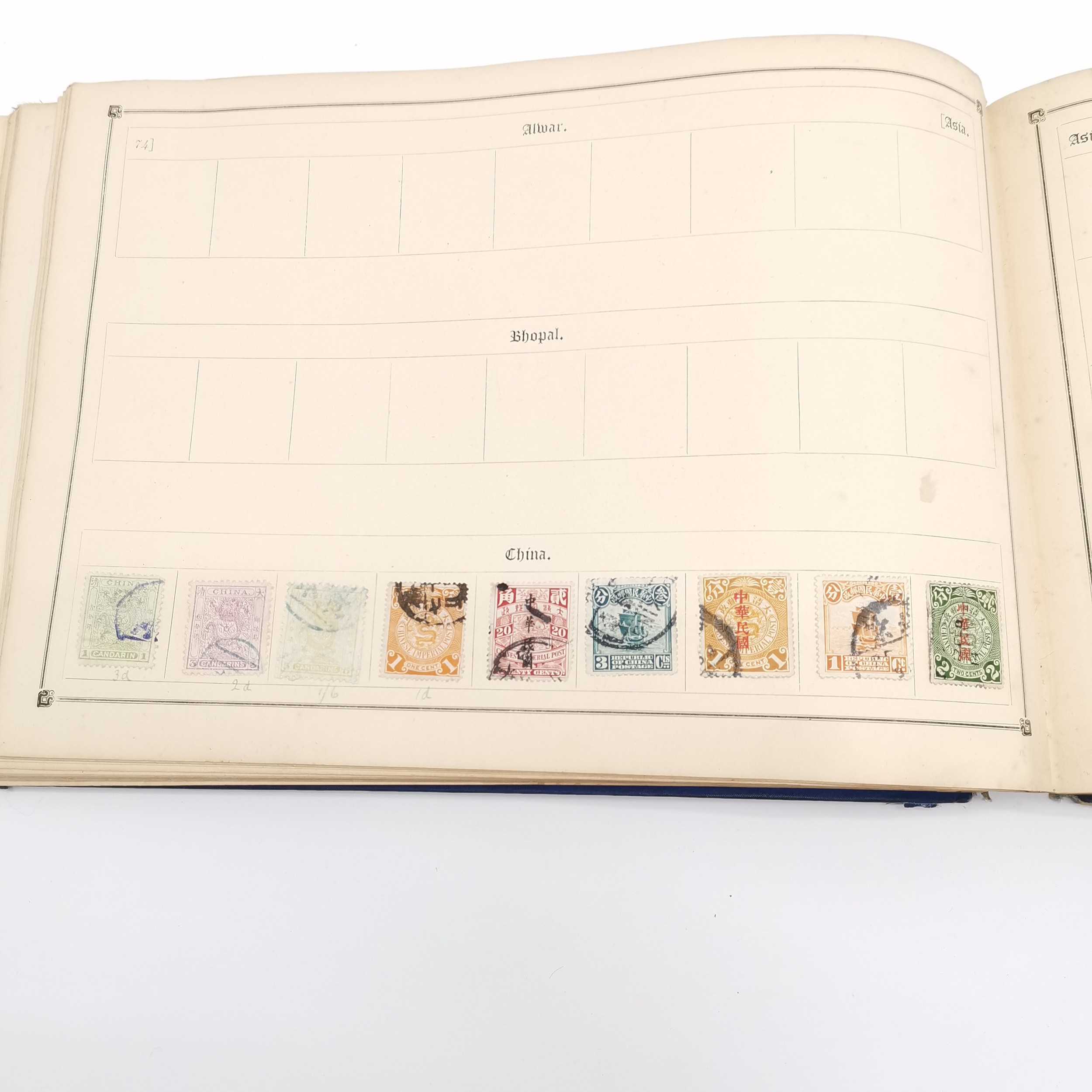 Cosmopolitan postage stamp album with useful collection inc GB 1d penny black, China dragon stamps & - Image 24 of 26