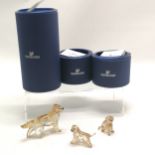 Swarovski set of 3 amber coloured golden retrievers with original boxes and leaflets - no obvious