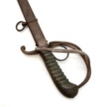 Antique military sword marked E. Walther, Dresden with shagreen handle (with silver wire) &