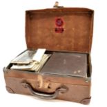 Compressed card suitcase containing qty of postcards (inc Tonbridge shop front showing John Angell),