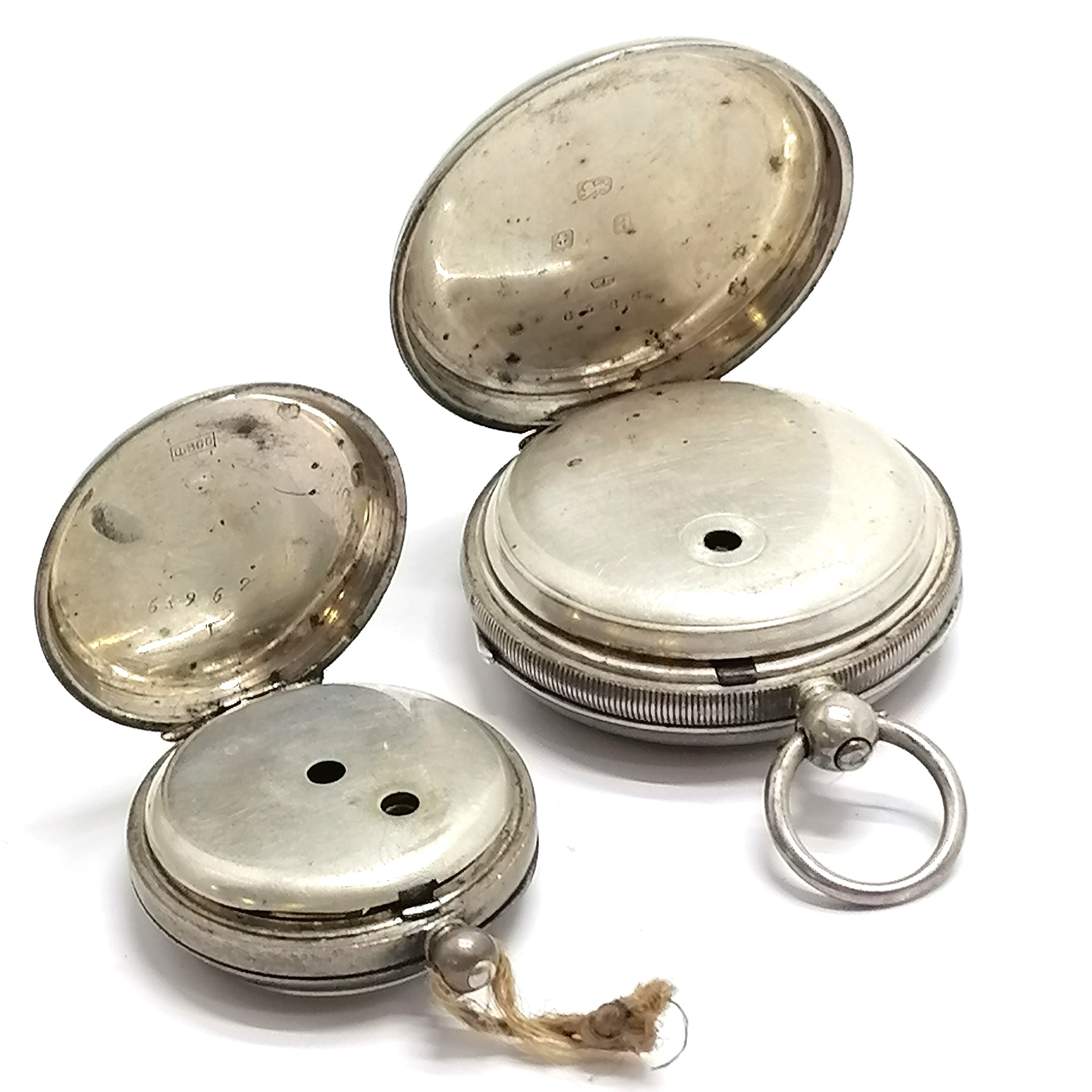 2 x antique silver cased pocket watches - smallest 34mm case & lacks ring t/w gilt metal double - Image 2 of 3