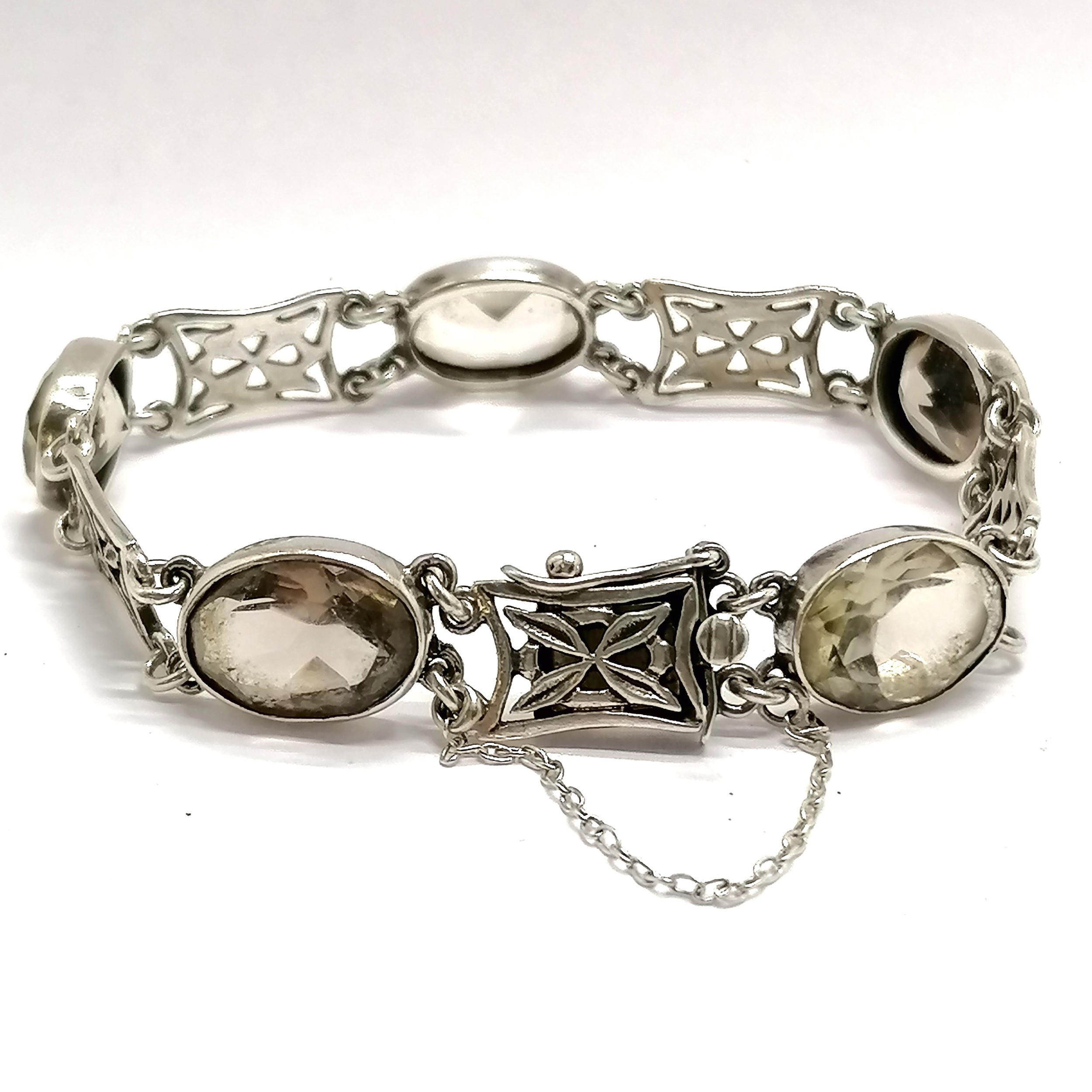 Silver citrine stone set bracelet - 19g total weight - Image 3 of 3