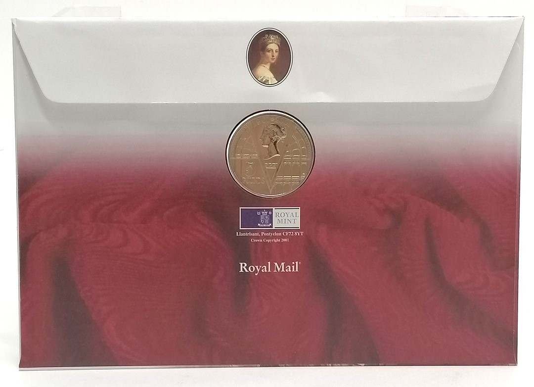 2001 UK Queen Victoria cover with inset £5 centenary coin - Image 2 of 2