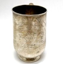 1918 silver tankard by James Dixon & Sons Ltd won in 1920 for Officers jumping by Lt J Yorke OBE -